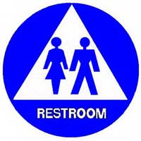 Trimco 752 Restroom Sign - Unisex - 12" Triangle in 12" Dia. Circle