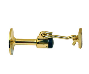 U Need Hardware 1477-605/US3 Solid Brass Heavy Duty Wall-Mounted Door Stop with Hook - 3-1/2"- Polished Brass