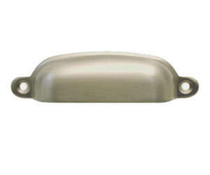 U Need Hardware BP202-619/015 Solid Brass 3-1/2" Cabinet Large Bin Pull - Satin/Brushed Nickel