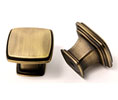 U Need Hardware CK810-609/US5 Art deco Square Cabinet Knob - 1 1/4" Dia, Antique Brass