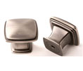 U Need Hardware CK810-620/15A Art deco Square Cabinet Knob - 1 1/4" Dia, Antique Nickel/Pewter