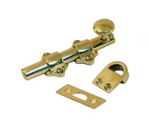 U Need Hardware DB004-605/US3 Heavy Duty 4" Solid Brass Dutch Door Bolt Surface Bolt - Polished Brass