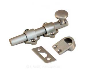 U Need Hardware DB004-619/015 Heavy Duty 4" Solid Brass Dutch Door Bolt Surface Bolt - Satin/Brushed Nickel