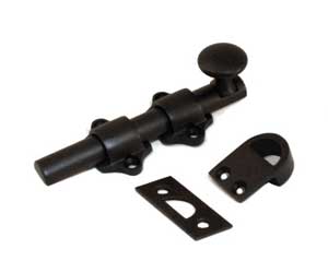 U Need Hardware DB004-622/019 Heavy Duty 4" Solid Brass Dutch Door Bolt Surface Bolt - Matte Black