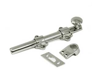 U Need Hardware DB006-618/014 Heavy Duty 6" Solid Brass Dutch Door Bolt Surface Bolt - Polished Nickel