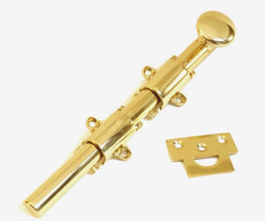 U Need Hardware HD008-605/US3 Heavy Duty Surface Bolt 8" with Solid Knob - Polished Brass
