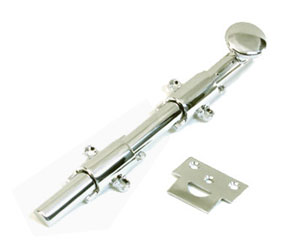 U Need Hardware HD008-618/014 Heavy Duty Surface Bolt 8" with Solid Knob - Polished Nickel