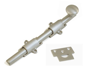 U Need Hardware HD008-619/015 Heavy Duty Surface Bolt 8" with Solid Knob - Satin/Brushed Nickel 