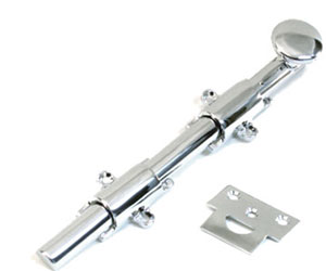 U Need Hardware HD008-625/026 Heavy Duty Surface Bolt 8" with Solid Knob - Polished Chrome