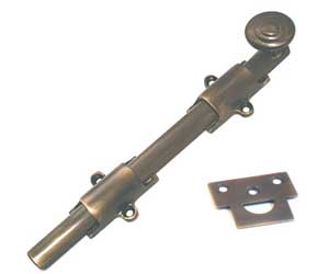 U Need Hardware HD012D-609/US5 Heavy Duty Surface Bolt 12" with Deco Spiral Knob - Antique Brass