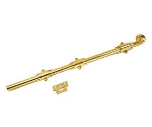 U Need Hardware HD018D-605/US3 Heavy Duty Surface Bolt 18" with Deco Spiral Knob - Polished Brass