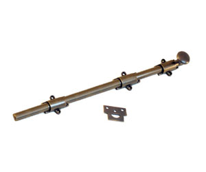 U Need Hardware HD024-609/US5 Heavy Duty Surface Bolt 24" with Solid Knob - Antique Brass