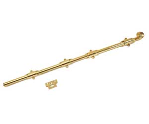 U Need Hardware HD036D-605/US3 Heavy Duty Surface Bolt 36" with Deco Spiral Knob - Polished Brass