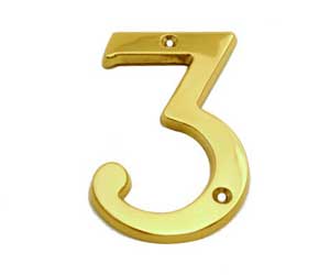 U Need Hardware HN006 #0-605/US3 Solid Brass House Numbers 6" - Polished Brass