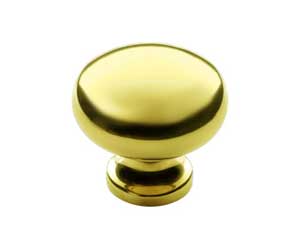 U Need Hardware RK100-605/US3 Solid Brass 1" Cabinet Round Knob - Polished Brass