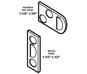U Need Hardware SB000-605/US3-HALF-MOON Surface Bolt Half-Moon Rim Strike - Polished Brass