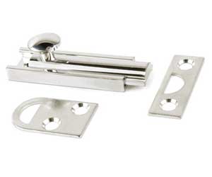 U Need Hardware SB004-618/014 Solid Brass Surface Bolt 4" - Polished Nickel Slide Bolt