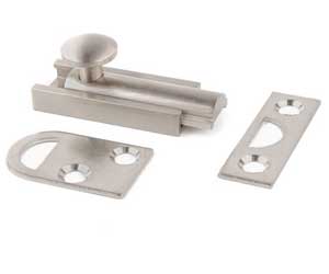 U Need Hardware SB002-619/015 Solid Brass Surface Bolt 2" - Satin/Brushed Nickel Slide Bolt