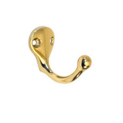 U Need Hardware SH200-605/US3 Solid Brass Wardrobe Single Hook - Polished Brass