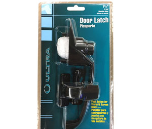 Ultra Hardware 47005 Storm Door Push Button Latch - Resilient Strike - Black Finish