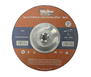 Weiler 804-56428 Vortec Pro® Type 27 Pipeline - Cutting & Light Grinding Wheel - 5" Diam