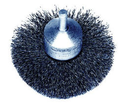 Weiler 804-10050  Stem-Mounted Circular Flared End Brushes - 3" Diam - 0.0080" Wire Size - Stainless Steel Material