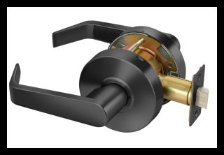Yale B AU 4608LN MCD234 70S 1-3/8 BSPABCI Cylindrical Classroom Lock, Augusta Lever, 2-3/4" Backset, 70S Full Lip Strike, 1-1/4 Lip, for 1-3/8" Thick Doors, Black Suede Powder Coat