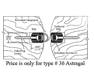 Zero 36G 84" Gold Anodized Mortised Astragal with Neoprene