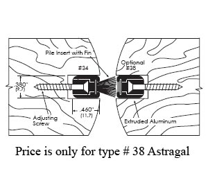 Zero 38D 48" Dark Bronze Anodized Mortised Astragal with Neoprene