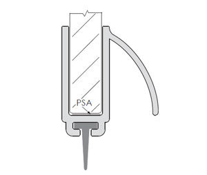 Zero 8130 42" PVC Glass Edge Protection with Opaque Silicone Rubber insert for .375" thick doors - Self-Adhesive