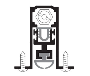 Zero 7350A 48"  Automatic Door Bottom for Sliding Doors with Neoprene Insert  - Mortised - Mill Finish Aluminum