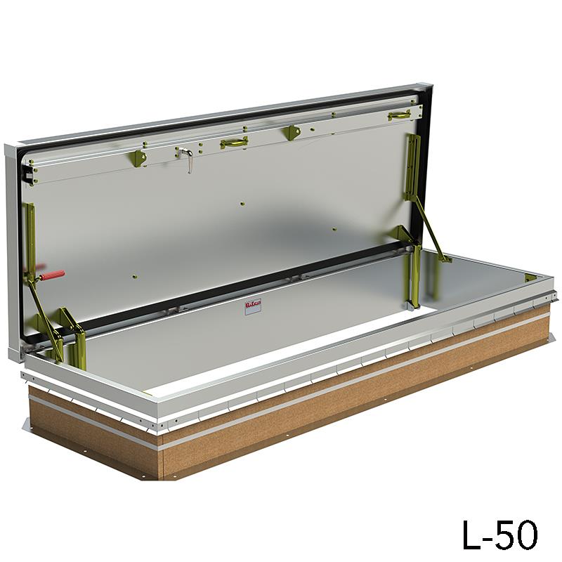 detail image for Bilco L-50 Type L Roof Hatch - Service Stair Access - 30" x 96" - Aluminum Cover and Curb