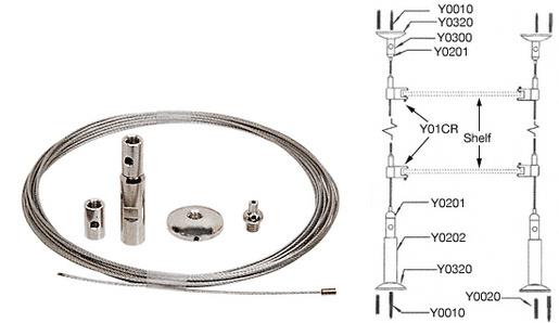 detail image for CRL Y0001CR Floor to Ceiling Cable Kit for 1/4" to 3/8" Glass