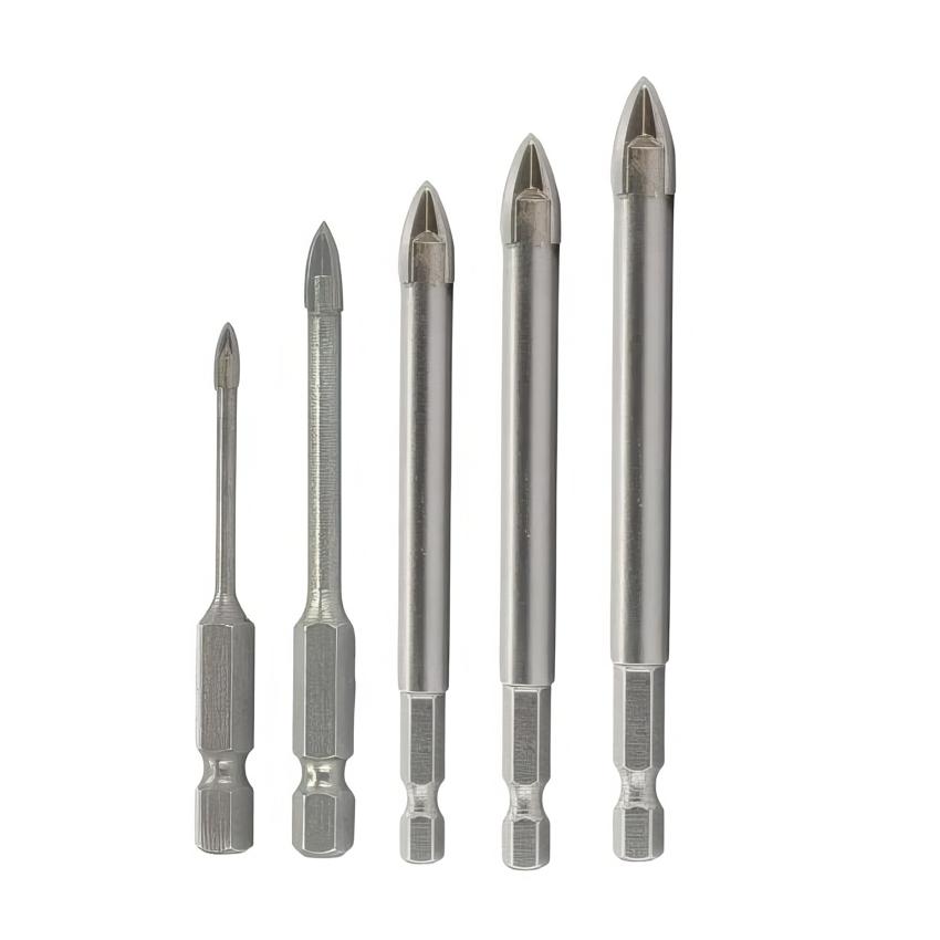 detail image for Drill America DWD4FGDHEX-SET 5 Piece 4 Flute Glass And Tile Drill Bit Set (1/8 - 3/8) with Hex Shank