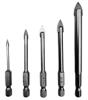 Drill America DWDGDHEX-SET 1/8 - 3/8 5 Piece Carbide Tipped Glass & Tile Drill Bit Set with Hex Shank