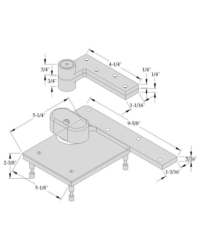 detail image for ABH 0117.50-RH S5 3/4" Offset Pivot Set, Right Handed, Painted Dark Bronze