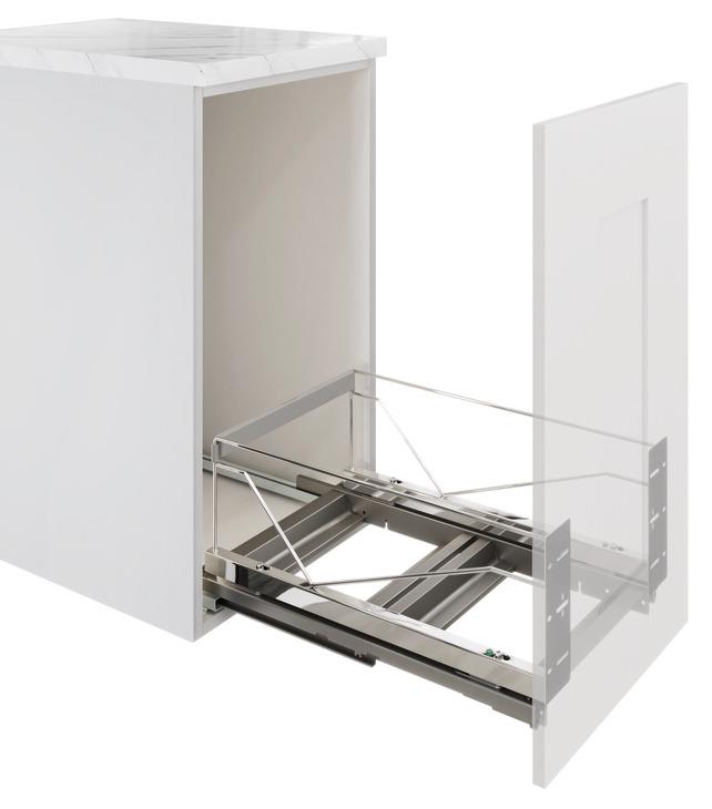 detail image for Hafele 502.57.241 Waste Bin Pull-Out, Kesseböhmer, Double, Bottom Mount, 2 x 52 qt Capacity, Steel Frame, Plastic Bin,1 Set