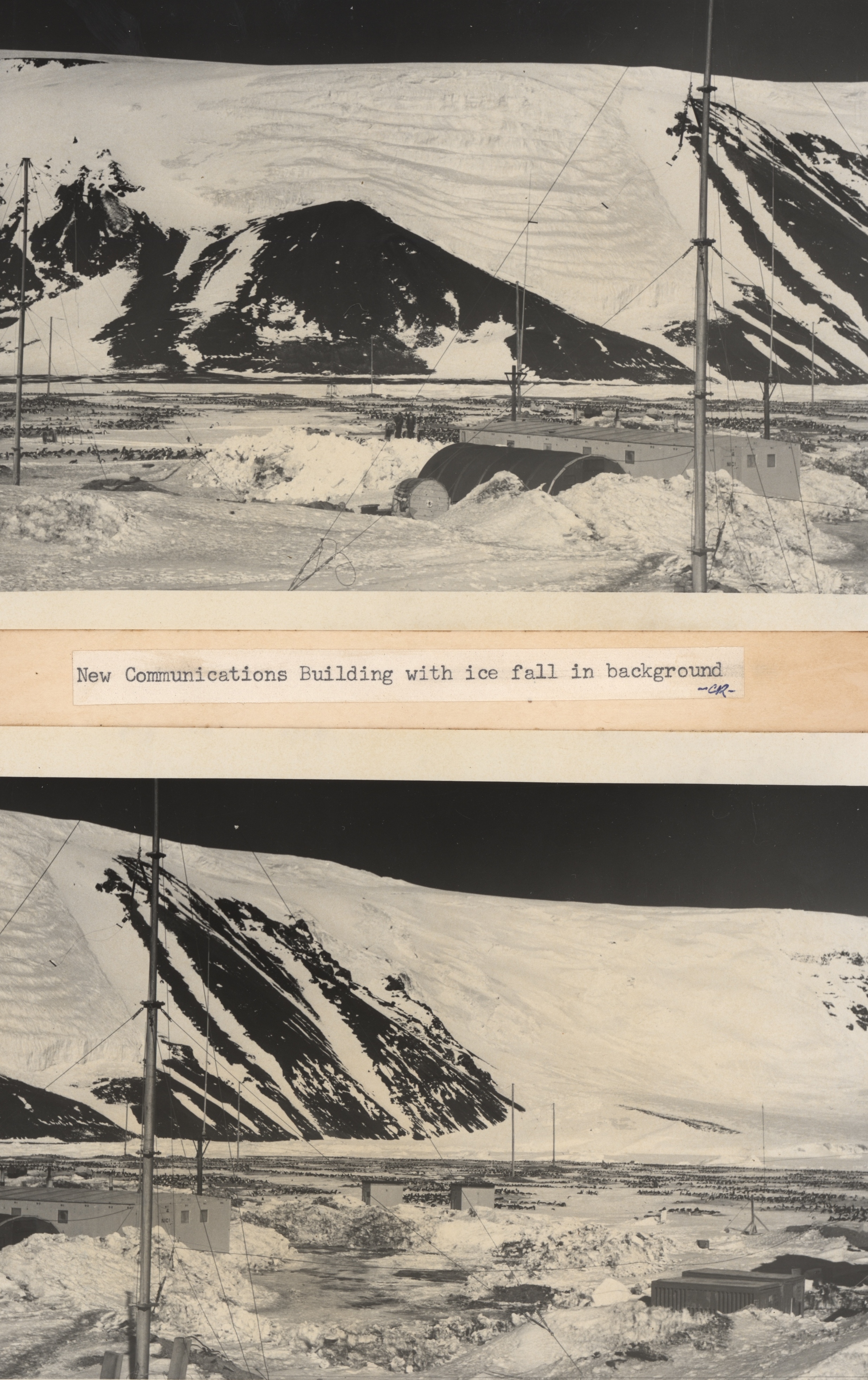 New communications building with ice fall in the background