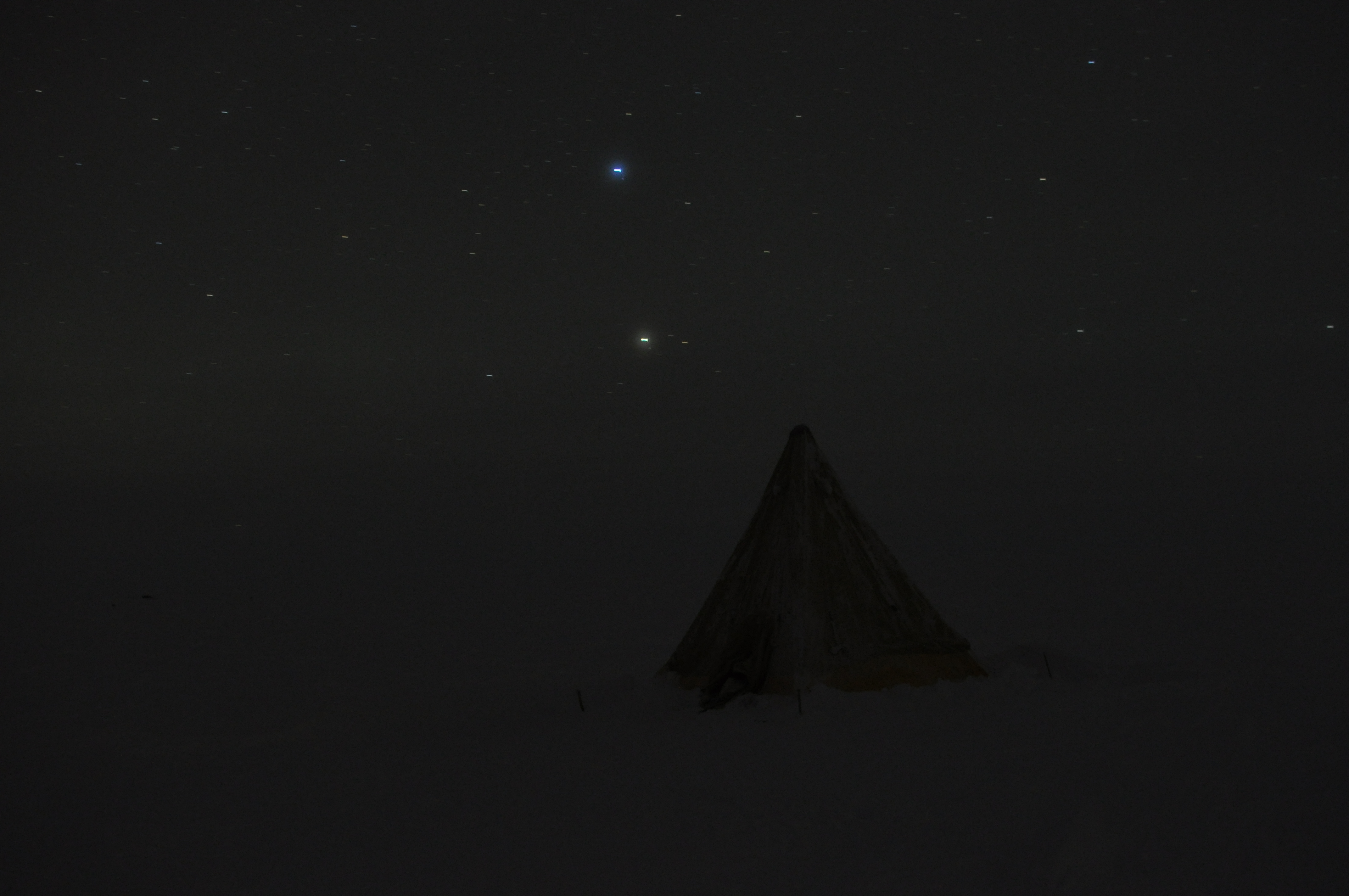 Night camping at South Pole Station