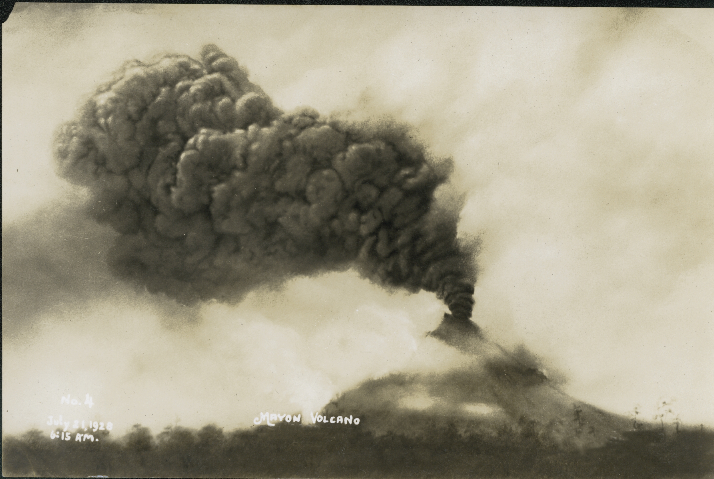 Mount Mayon in eruption on July 21, 1928