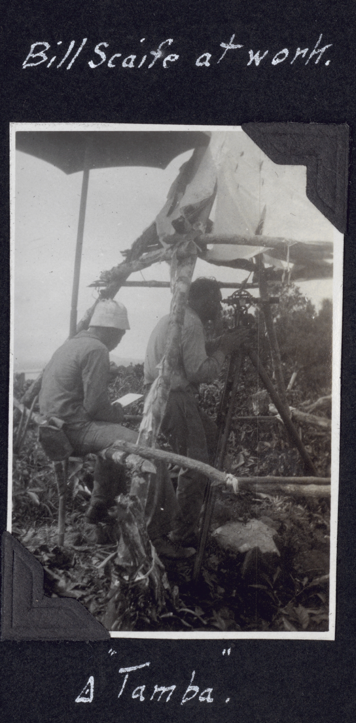 Bill Scaife observing angles at Station Tamba