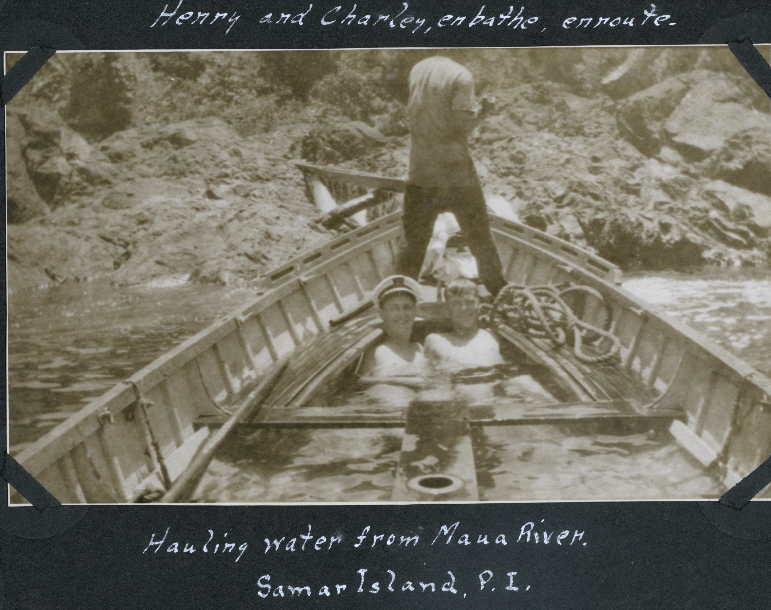 Taking a cool refreshing bath while loading water for the ship from the MauoRiver