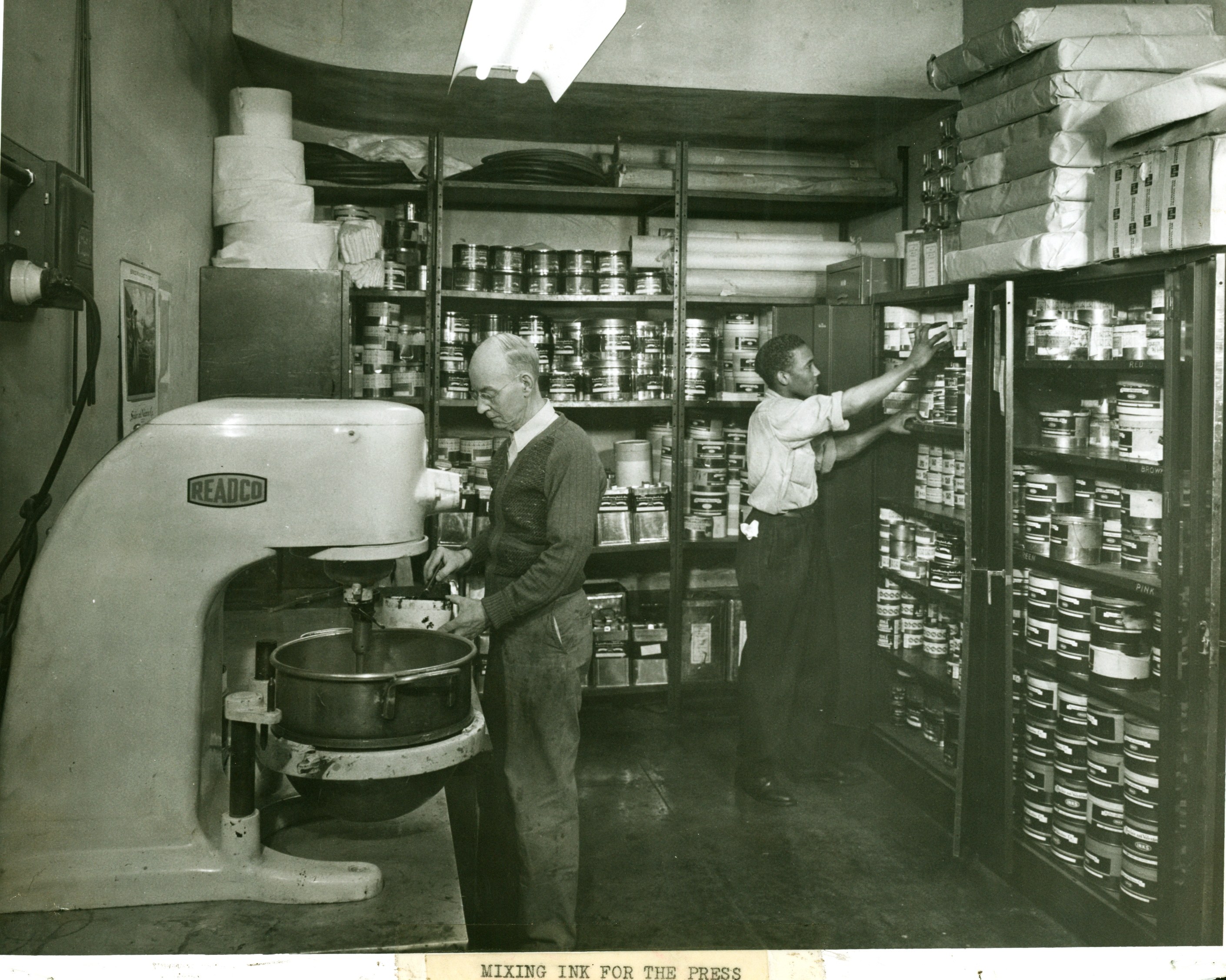 Mixing ink for the Harris presses