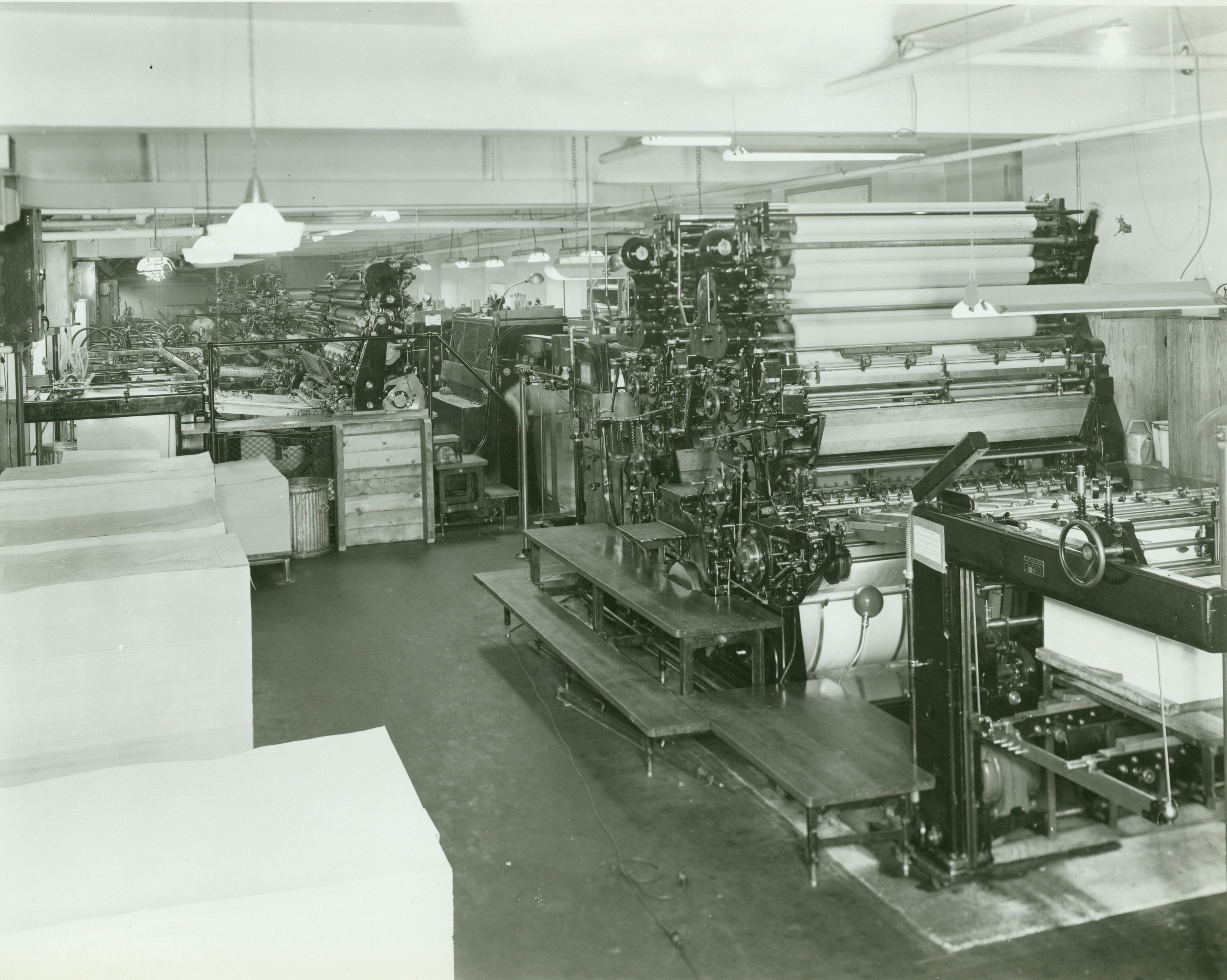 A view of the Harris presses in the reproduction plant of the Coast and Geodetic Survey
