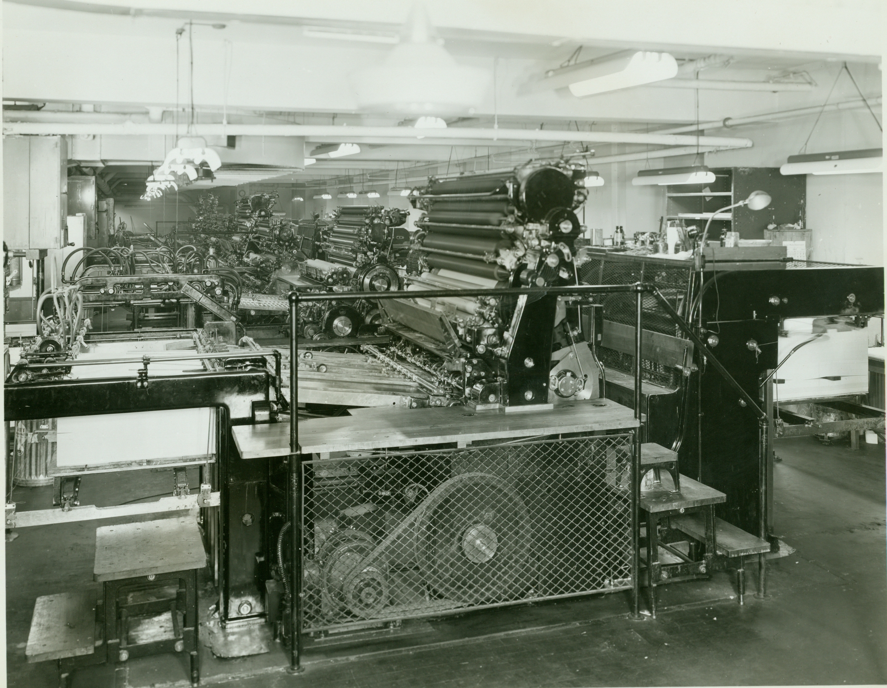 A view of the Harris presses in the reproduction plant of the Coast and Geodetic Survey