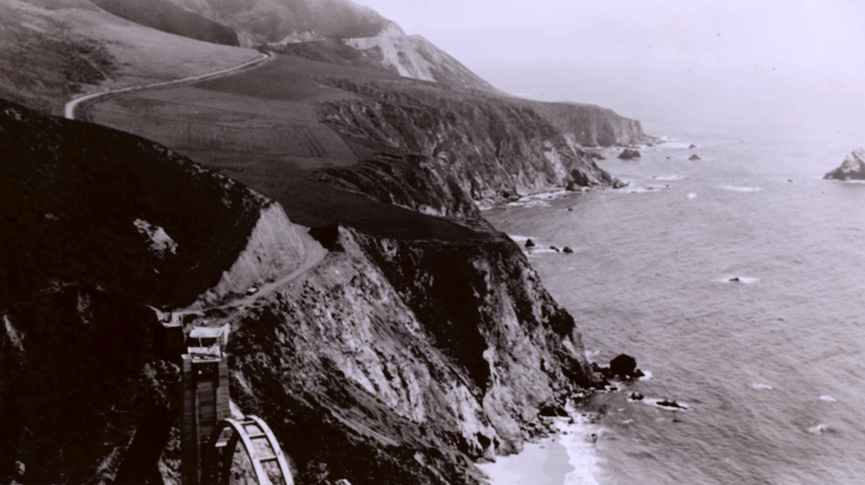 Bixby Canyon Bridge under construction on California Coast Highway 1
