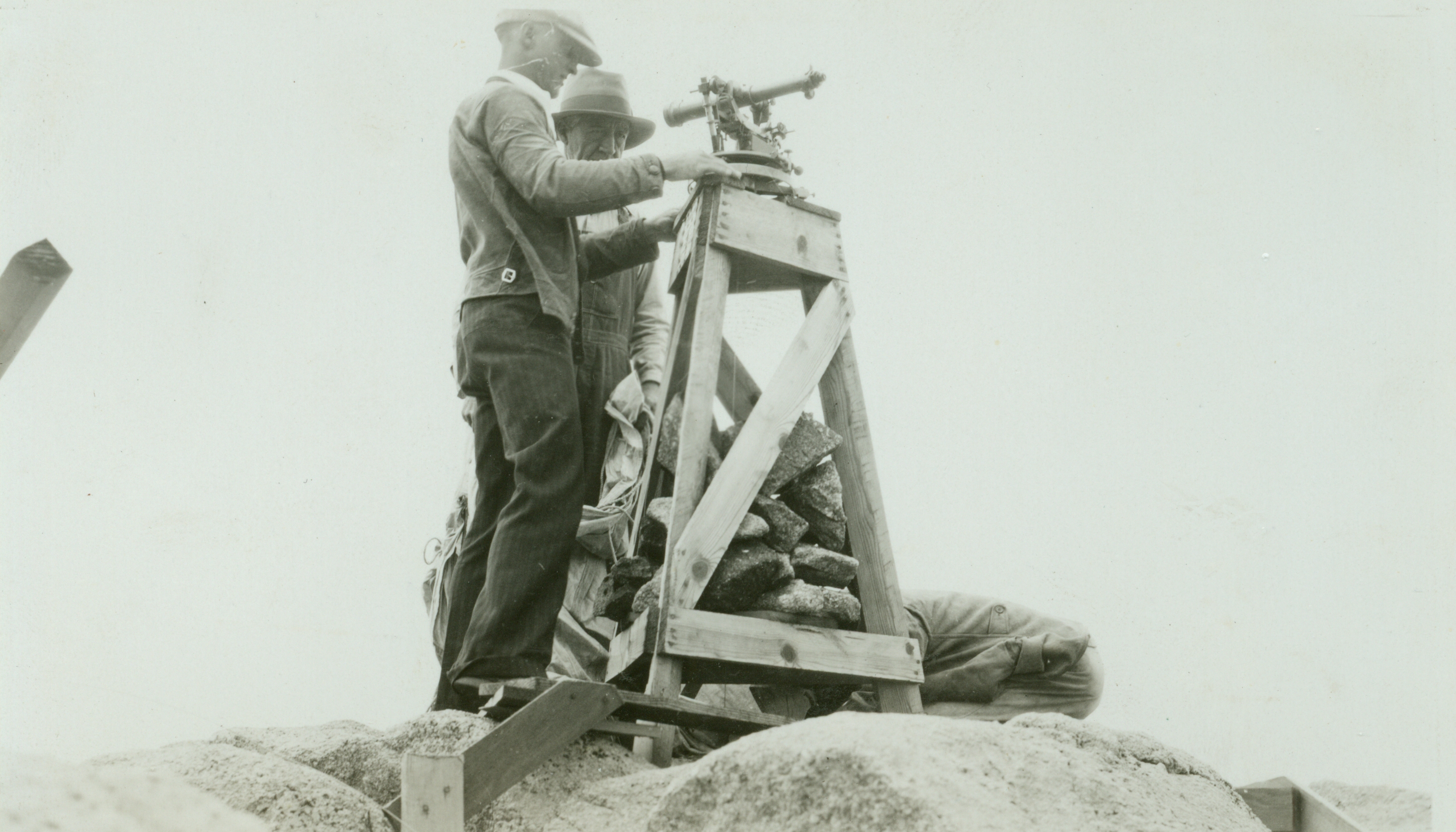 Setting up the theodolite to make observations
