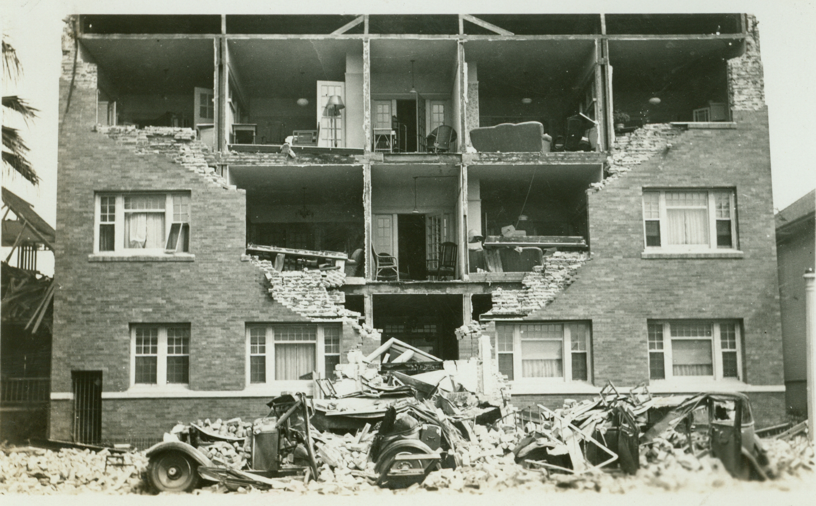 A scene in Long Beach the morning after the devastating 1933 earthquake