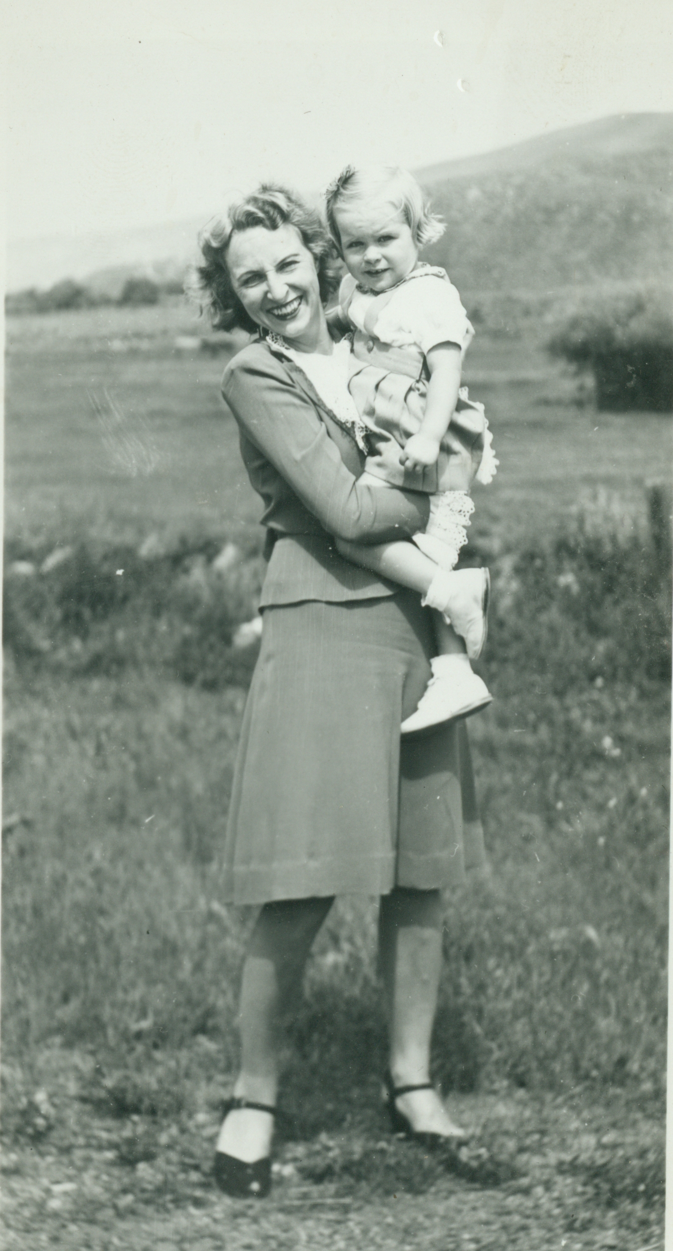 Sophie Risvold with daughter Diane, holding down the homefront while FloydRisvold worked on the Salmon River