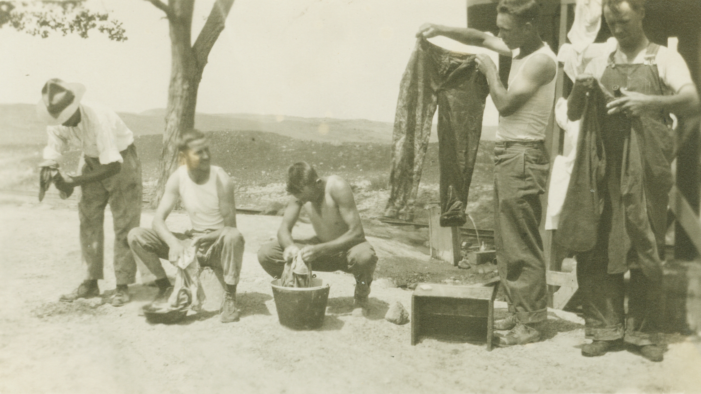 Wash day for a C&GS; leveling crew somewhere in the American southwest
